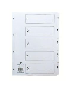CONCORD CLASSIC INDEX 1-5 A4 WHITE BOARD CLEAR MYLAR TABS 00501/CS5