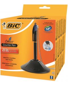 BIC 4 COLOURS DESK PEN BLUE (250G WEIGHTED BASE) 918515 (PACK OF 1)