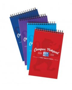 OXFORD CAMPUS REPORTERS NOTEBOOK 90GSM RULED PERFORATED 140PP 125X200MM ASSORTED REF 400013924 [PACK 10]