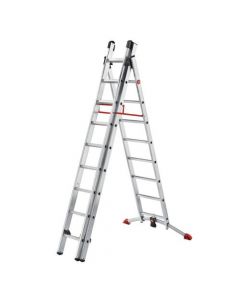 COMBI LADDER 3 SECTION CAPACITY 150KG RUNGS 2X9 AND 1X8 FOR H6.7M 21.7KG ALUMINIUM