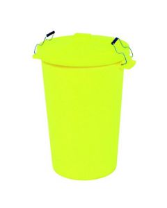 DUSTBIN WITH CLIP ON LID YELLOW 90L 415696
