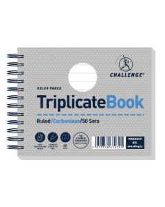 CHALLENGE WIREBOUND TRIPLICATE BOOK RULED CARBONLESS 50 SETS 105 X 130MM (PACK OF 5) 100080472