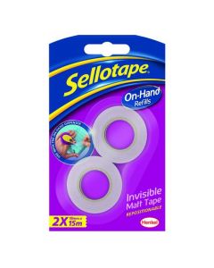 SELLOTAPE ON-HAND REFILL INVISIBLE TAPE 18MM X 15M (PACK OF 2) 2379006