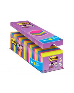 POST-IT SUPER STICKY 76X76MM ASSORTED (PACK OF 24) 654-SS-VP24COL-EU