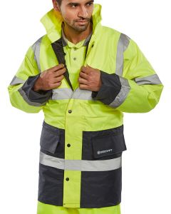 BEESWIFT CONSTRUCTOR TRAFFIC JACKET TWO TONE FLEECE LINED SATURN YELLOW/ NAVY XXL (PACK OF 1)