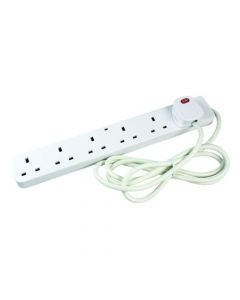 6-WAY SURGE PROTECTION 13 AMP 2M EXTENSION LEAD WHITE CEDTS6213AS