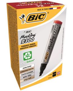 BIC 2300 PERMANENT MARKER, RED CHISEL (PACK OF 10)