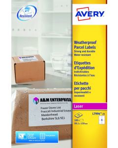AVERY WEATHERPROOF SHIPPING LABEL 4 PER SHEET (PACK OF 100) L7994-25 (PACK OF 25 SHEETS)