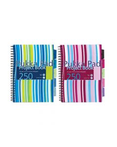 PUKKA PAD STRIPES POLYPROPYLENE PROJECT BOOK 250 PAGES A4 BLUE/PINK (PACK OF 3) PROBA4
