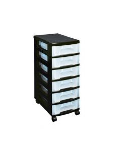 REALLY USEFUL PLASTIC STORAGE TOWER WITH 6 DRAWERS BLACK ST6X7C