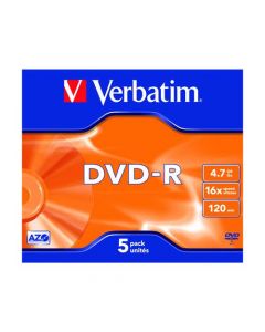 Verbatim DVD-R Speed Jewel Case 4x 4.7GB (Pack of 5) 43246