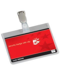 5 STAR OFFICE NAME BADGES SECURITY LANDSCAPE WITH PLASTIC CLIP 60X90MM [PACK 25]