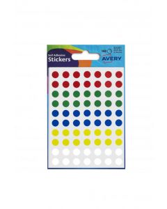 AVERY PACKET OF LABELS COLOUR CODING DIAM.8MM ASSORTED REF 32-291 [560 LABELS]