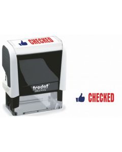 TRODAT OFFICE PRINTY STAMP SELF-INKING - CHECKED - 18X46MM REINKABLE RED AND BLUE REF 54295