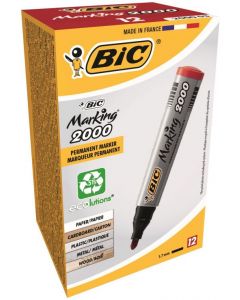 BIC 2000 PERMANENT MARKER, RED BULLET (PACK OF 12)