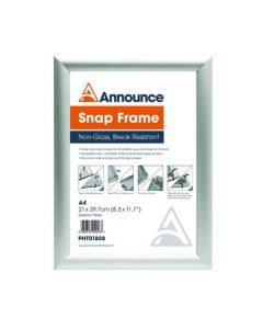 ANNOUNCE A4 SNAP FRAME (25MM ANODISED ALUMINIUM FRAME, WALL FIXINGS INCLUDED) PHT01808 (PACK OF 1)