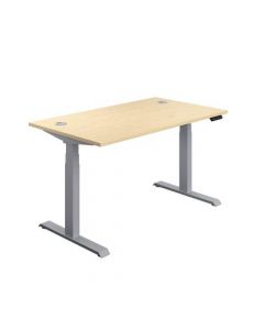 ECONOMY SIT STAND ELECTRONIC DESK 1200MM X 800MM MAPLE TOP AND SILVER FRAME