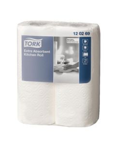 TORK EXTRA ABSORBENT KITCHEN ROLL 2-PLY WHITE (PACK OF 24 ROLLS)120269