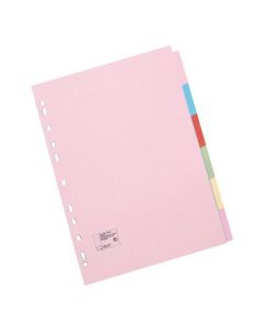 5 STAR OFFICE SUBJECT DIVIDERS 6-PART RECYCLED CARD MULTIPUNCHED 155GSM A4 ASSORTED
