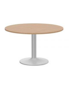 KITO MEETING TABLE 1200MM ROUND TOP SILVER CYLINDER BASE - BEECH
