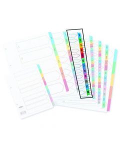CONCORD INDEX 1-12 A4 WHITE WITH MULTICOLOURED MYLAR TABS 01301/CS13