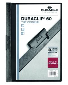 DURABLE 6MM DURACLIP FILE A4 BLACK (PACK OF 25 FILES) 2209/01