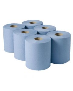 2WORK 3-PLY CENTREFEED ROLL 135M BLUE (PACK OF 6) 2W00083