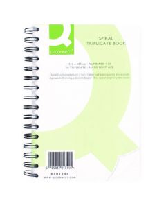 Q-CONNECT FEINT RULED WIREBOUND TRIPLICATE BOOK 210X127MM KF01344 (PACK OF 1)