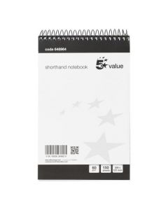 5 STAR VALUE SHORTHAND PAD WIREBOUND 60GSM RULED 150PP 127X200MM BLUE/RED [PACK 5]