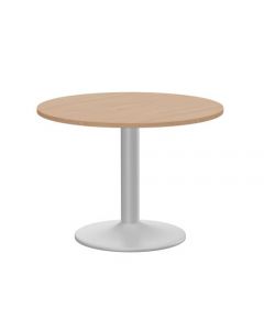 KITO MEETING TABLE 1000MM ROUND TOP SILVER CYLINDER BASE - BEECH