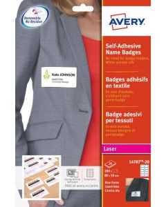 AVERY SELF-ADH NAME BADGE 10 PER SHEET WHITE/BLU (PACK OF 200) L4787-20 (PACK OF 20 SHEETS)