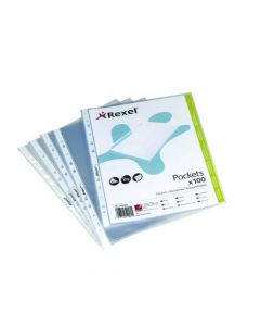 REXEL PREMIUM PUNCHED POCKETS TOP OPENING A5 (PACK OF 100 POCKETS) 1300063