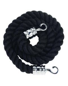 ROPE 25X1500MM BLACK WITH CHROME HOOKS VERRS-CLRP-CHBL