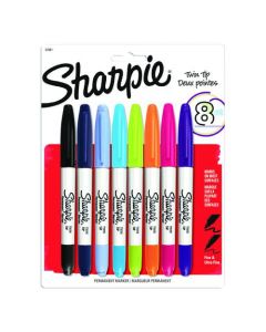 SHARPIE TWIN TIP PERMANENT MARKER ASSORTED (PACK OF 8) 2065409