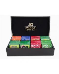TWININGS WOODEN TEA BOX DELUXE 8 COMPARTMENTS BLACK REF F11323