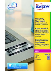AVERY LASER LABEL H/DUTY 189 PER SHEET SILVER (PACK OF 3780) L6008-20 (PACK OF 20 SHEETS)