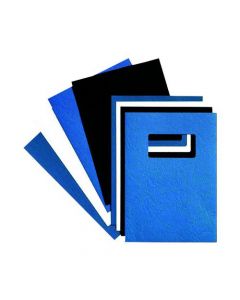 GBC LEATHERGRAIN A4 TITLE WINDOW BINDING BLUE (PACK OF 50) 46735E
