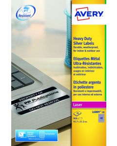 AVERY LASER LABEL H/DUTY 48 PER SHEET SILVER (PACK OF 960) L6009-20 (PACK OF 20 SHEETS)