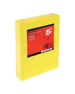 5 Star Office Coloured Copier Paper Multifunctional Ream-Wrapped 80gsm A4 Deep Yellow [500 Sheets]