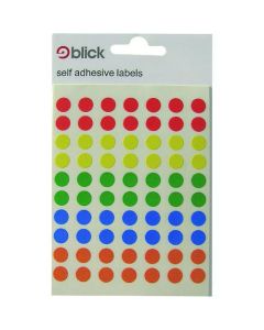 Blick Coloured Labels in Bags Round 8mm Dia 350 Per Bag Assorted (Pack of 7000) RS003656