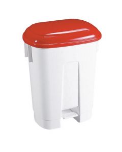DERBY PLASTIC PEDAL BIN 30 LITRE WHITE/RED (DIMENSIONS: W470 X D360 X H510MM) 348021