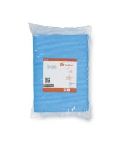 5 STAR FACILITIES CLEANING CLOTHS ANTI-MICROBIAL HEAVY-DUTY 76GSM W500XL300MM BLUE [PACK 25]