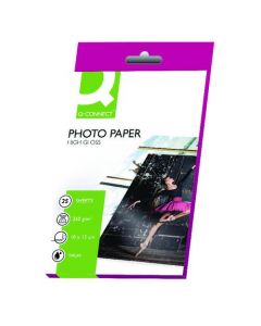 Q-CONNECT WHITE 10CM X 15CM GLOSSY PHOTO PAPER 260GSM (PACK OF 25 SHEETS) KF01906