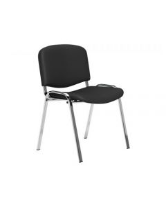 O.I SERIES MULTI-PURPOSE STACKABLE MEETING CHAIR WITH CHROME FRAME AND BLACK VINYL SEAT AND BACK