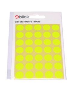 BLICK FLOURESCENT LABELS IN BAGS ROUND 13MM DIA 20 LABELS PER SHEET 140 PER BAG YELLOW (PACK OF 2800) RS004752 (PACK OF 20 BAGS)