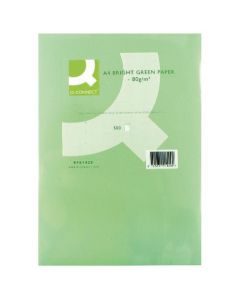 Q-Connect Bright Green Coloured A4 Copier Paper 80gsm Ream (Pack of 500)