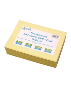 2WORK HEAVYWEIGHT CLOTH 400X400MM YELLOW (PACK OF 25) 103278
