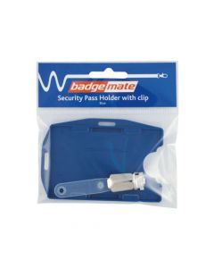 PLASTIC CARD HOLDER WITH CLIP BLUE BX10