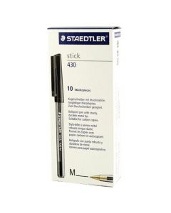 Staedtler Stick 430 Ballpoint Pen Medium Black (Pack Of 10) 430-M9