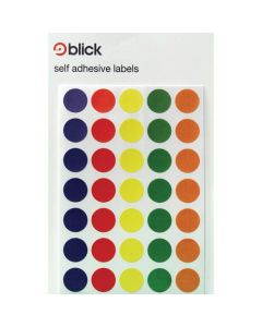 BLICK COLOURED LABELS IN BAGS ROUND 13MM DIA 20 LABELS PER SHEET 140 PER BAG ASSORTED (PACK OF 2800) RS004950 (PACK OF 20 BAGS)